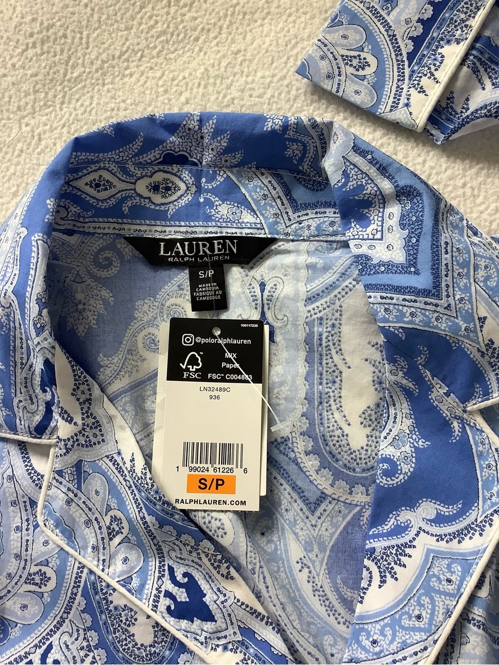 Lauren Ralph Lauren  Paisley Nightshirt Brand New, Sz. S - Picture 10 of 13